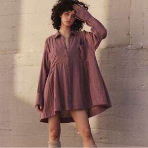 Free People The Voyager Shirtdress Size XS in Antique Oak NWT